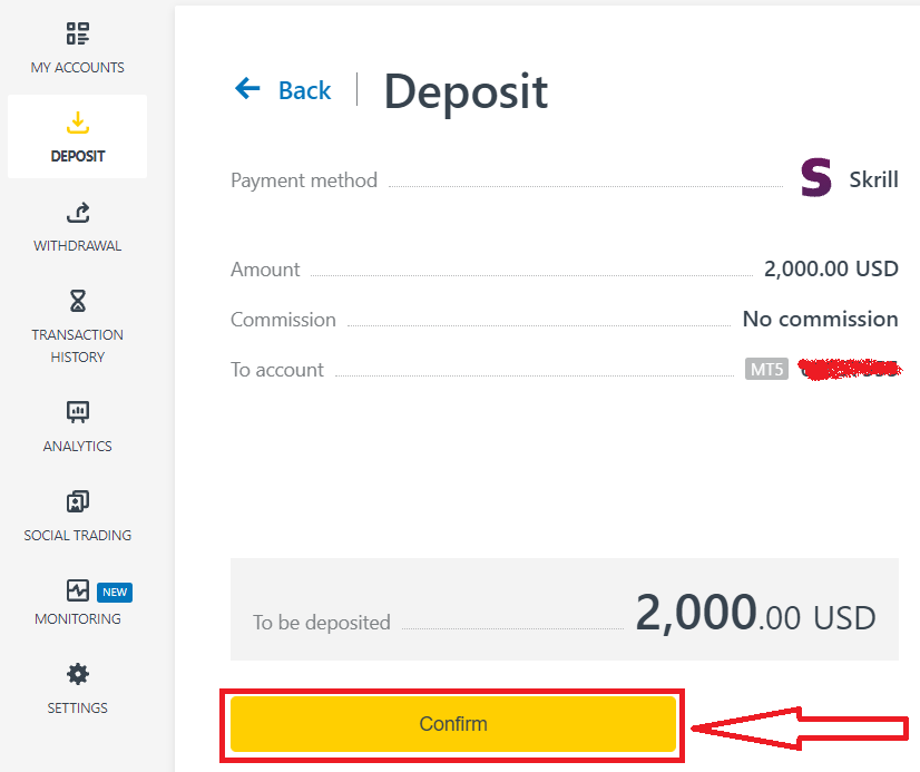 how to deposit exness trading account 5