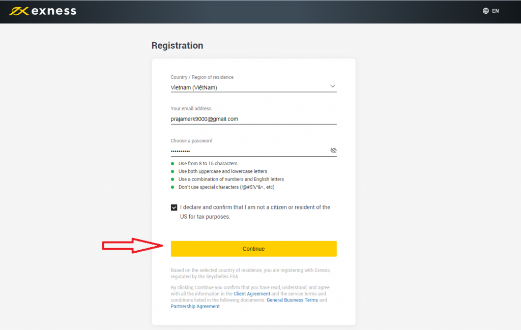 how to register exness account